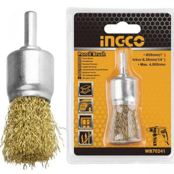 INGCO STEEL WIRE PENCIL BRUSH 25MM WITH 1/4" SHANK WB70241