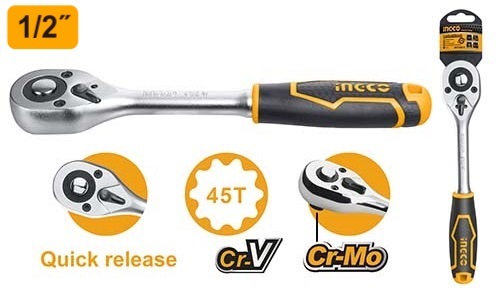 INGCO 1/2" DR. RATCHET HANDLE 45T LENGTH 260MM HRTH0812 thumbnail