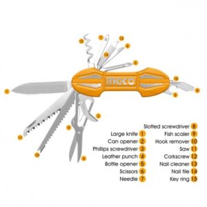 INGCO MULTI FUNCTION POCKET FOLDING KNIFE (15 FUNCTIONS) HMFK8158 thumbnail