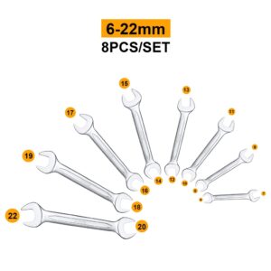 INGCO 8PCS DOUBLE OPEN END SPANNER SET 6-22MM HKSPA2088 thumbnail