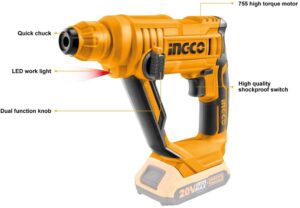 INGCO 20V LI-ION ROTARY HAMMER CRHLI1601 (BARE UNIT) thumbnail