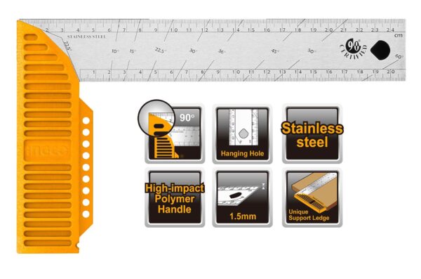 INGCO TRY SQUARE STAINLESS STEEL BLADE 12" 300MM HAS123002