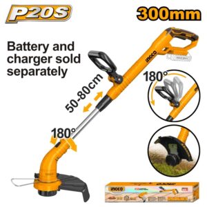 INGCO 20V GRASS TRIMMER W/ROTATABLE CUTTING HEAD CGTLI20018 (BARE UNIT) thumbnail