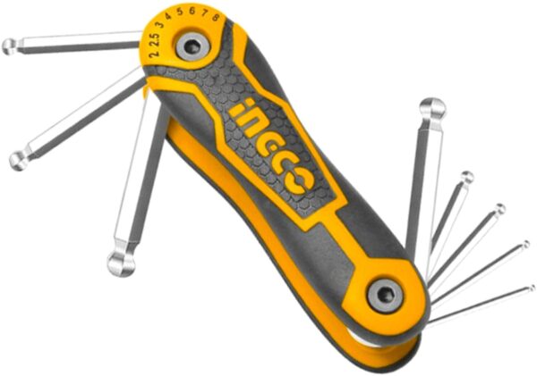 INGCO 8PCS FOLDABLE BALL POINT HEX KEY SET(2-8MM) HHK14082