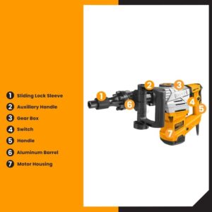 INGCO DEMOLITION BREAKER HEX 17MM CHUCK 20J 1300W PDB13008 thumbnail