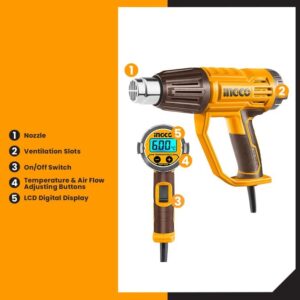 INGCO 3 STAGES HEAT GUN 2000W LCD DISPLAY HG200058 thumbnail