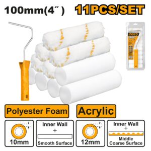 INGCO PAINT ROLLER 4" WITH 5XACRYLIC, 5XFOAM REFILL SET HKTCB121001 thumbnail