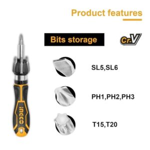 INGCO 8 PCS IN 1 RATCHET SCREWDRIVER AKISD0808 thumbnail