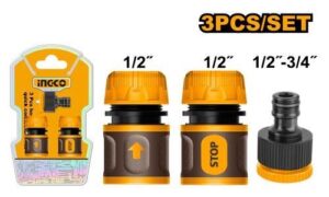 INGCO 3PCS WATER HOSE QUICK CONNECTOR SET HHCS03122 thumbnail