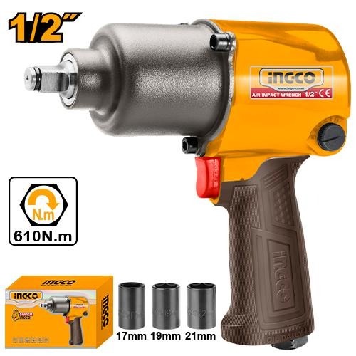 INGCO AIR IMPACT WRENCH 1/2" DR. MAX. TORQUE 610NM, AIW12562