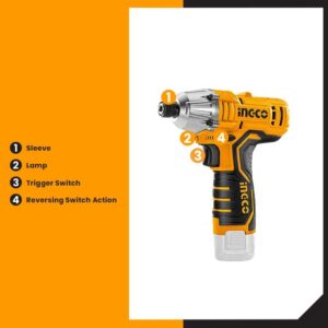 INGCO 12V 2X1.5AH LI-ION IMPACT DRIVER 100NM (NO USB CHARGER) CIRLI12015 thumbnail