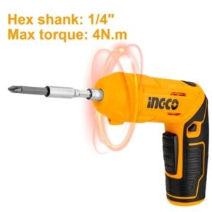 INGCO 4V LI-ION CORDLESS SCREWDRIVER WITH 18 BITS & MAG.HOLDER CSDLI0442 (NO USB CHARGER) thumbnail