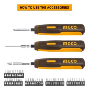 INGCO 4V LI-ION CORDLESS SCREWDRIVER W/43PCS BIT SET CSDLI04062 thumbnail