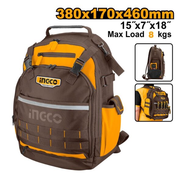 INGCO HD BACKPACK TOOL BAG L38CM* W17CM*H45CM HBP01028