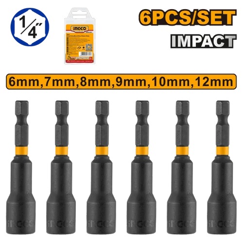 INGCO 6 PCS MAGNETIC SOCKET 6,7,8,9,10&12MM AMN65061