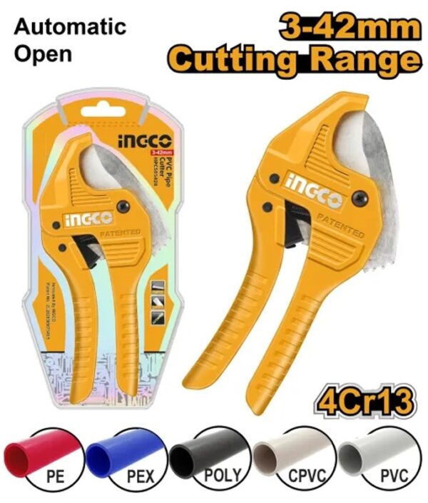 INGCO INDUSTRIAL PVC PIPE CUTTER CAP:42MM, LENGTH 203MM HPCS05428
