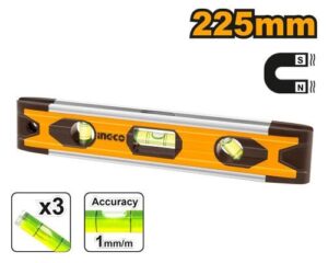 INGCO 3 VIALS MAGNETIC TORPEDO LEVEL 225MM HMSL01030 thumbnail