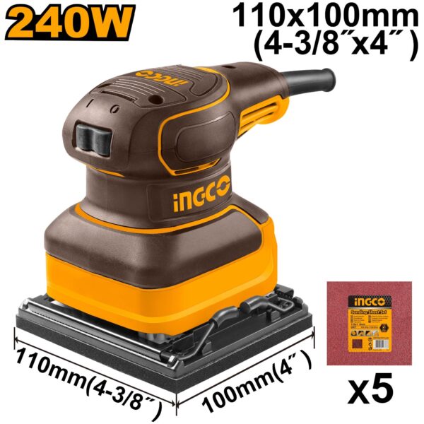 INGCO PALM SANDER 240W 110X100MM BASE PS2416