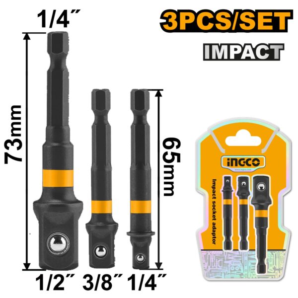 INGCO 3 PCS SOCKET ADAPOR SET 1/4", 3/8" & 1/2" AMN365A01