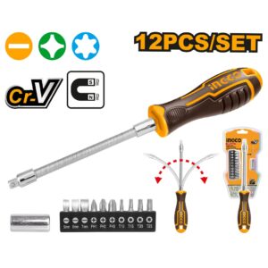 INGCO 12 PCS FLEXIBLE SHAFT SCREWDRIVER SET AKSDFL1208 thumbnail