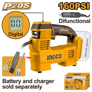 INGCO 20V CORDLESS AUTO AIR COMPRESSOR 160PSI CACLI2012 (BARE UNIT) thumbnail