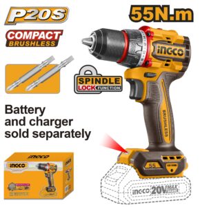 INGCO 20V LI-ION BRUSHLESS DRILL 55NM, CDLI205581 (BARE UNIT) thumbnail