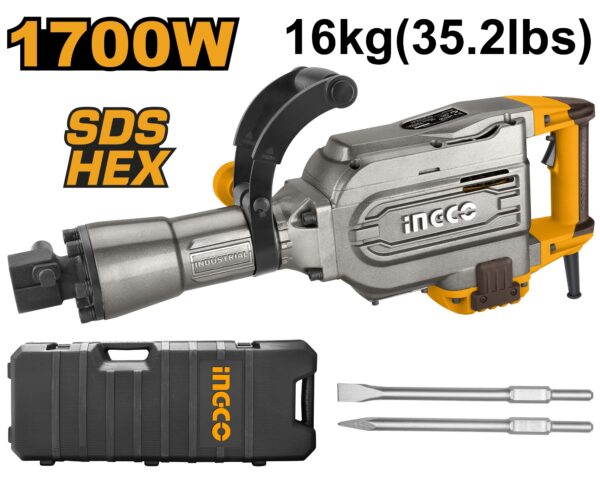 INGCO DEMOLITION BREAKER HEX 30MM CHUCK 1700W 45J PDB17008