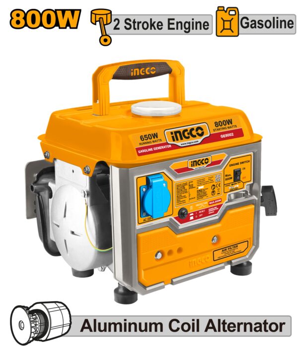 INGCO PORTABLE GASOLINE GENERATOR 800W RATED 650W GE8002
