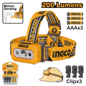 INGCO IPX4 RAIN RESISTANT HEAD LAMP 200 LUMENS MAX. HHL013AAA8 thumbnail