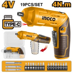 INGCO 4V LI-ION CORDLESS SCREWDRIVER WITH 18 BITS & MAG.HOLDER CSDLI0442 (NO USB CHARGER) thumbnail