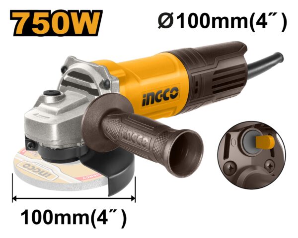 INGCO 100MM (4") ANGLE GRINDER, 750W, AG750282