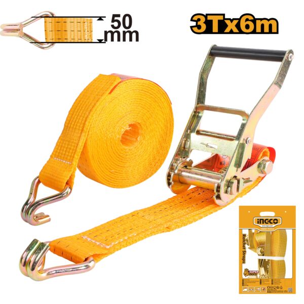 INGCO RATCHET TIE DOWN 50MM X 6M HEAVY DUTY 3 TON LOAD HRSP361