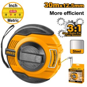 INGCO STEEL MEASURING TAPE 30M/100FT 12.5MM BLADE WIDTH HSMT8430 thumbnail