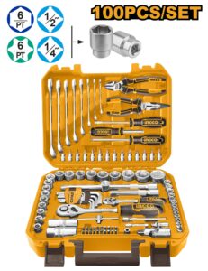 INGCO 100PCS SOCKET, SPANNER & HAND TOOL SET thumbnail