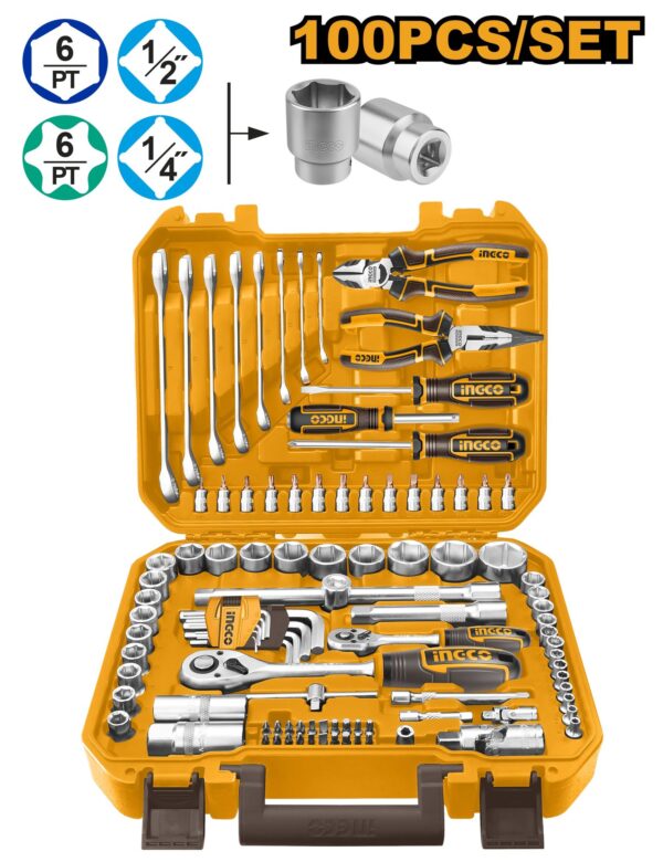 INGCO 100PCS SOCKET, SPANNER & HAND TOOL SET