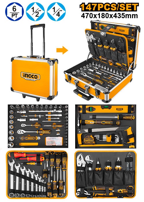 INGCO 147PCS HAND TOOL SET IN ALUMNIUM CASE HKTHP21471
