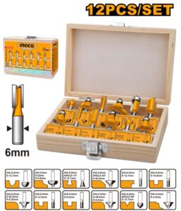 INGCO 12 PCS 6MM SHANK ROUTER BIT SET AKRT1201 thumbnail