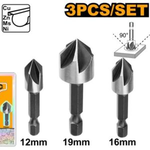 INGCO 3PCS HSS COUNTERSUNK BIT SET 12, 16 & 19MM DBCS0031 thumbnail