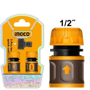 INGCO 3PCS WATER HOSE QUICK CONNECTOR SET HHCS03122 thumbnail