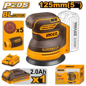 INGCO 20V LI-ION RANDOM ORBIT SANDER 1X2.0+CHARGER, CROSLI20021 thumbnail