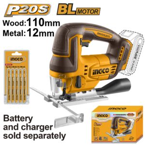 INGCO 20V LI-ION JIGSAW CUT WOOD 110MM, METAL12MM+5 BLADES CJSLI1008 (BARE UNIT) thumbnail