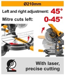 INGCO 20V LI-ION MITRE SAW, 8-1/4" 210MM 25.4MM BORE CMS2001 (BARE UNIT) thumbnail