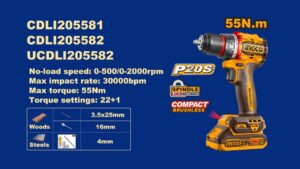 INGCO 20V LI-ION BRUSHLESS DRILL 55NM, CDLI205581 (BARE UNIT) thumbnail