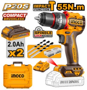 INGCO 20V LI-ION BL IMPACT DRILL 55NM W/2X 2.0AH, CHARGER +CASE CIDLI20558 thumbnail