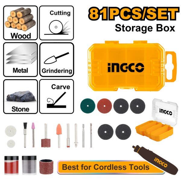 INGCO 81PCS ACCESSORIES SET FOR MINI DRILL AKMG8081