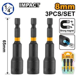 INGCO 3 PCS MAGNETIC NUT SET ADAPTOR 8MM AMN0831 thumbnail