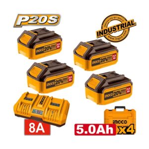 INGCO 20V POWER SOURCE KIT 4X 5.0AH+8A DUAL PORT CHARGER & CASE FBCLI20285 thumbnail