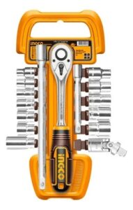 INGCO 27PCS 1/2" DR. SOCKET SET 4-14MM W/72T RATCHET HANDLE HKTS12171 thumbnail