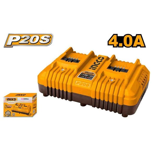 INGCO 20V LI-ION FAST INTELLIGENT DUAL PORT 4A CHARGER FCLI2034
