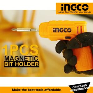INGCO 4V LI-ION CORDLESS SCREWDRIVER WITH 9 BITS SET (NO USB CHARGER) CSDLI0458 thumbnail
